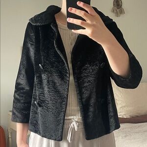 Vintage Styled by Winter Velvet Satin Lined Cropped Coat, Small